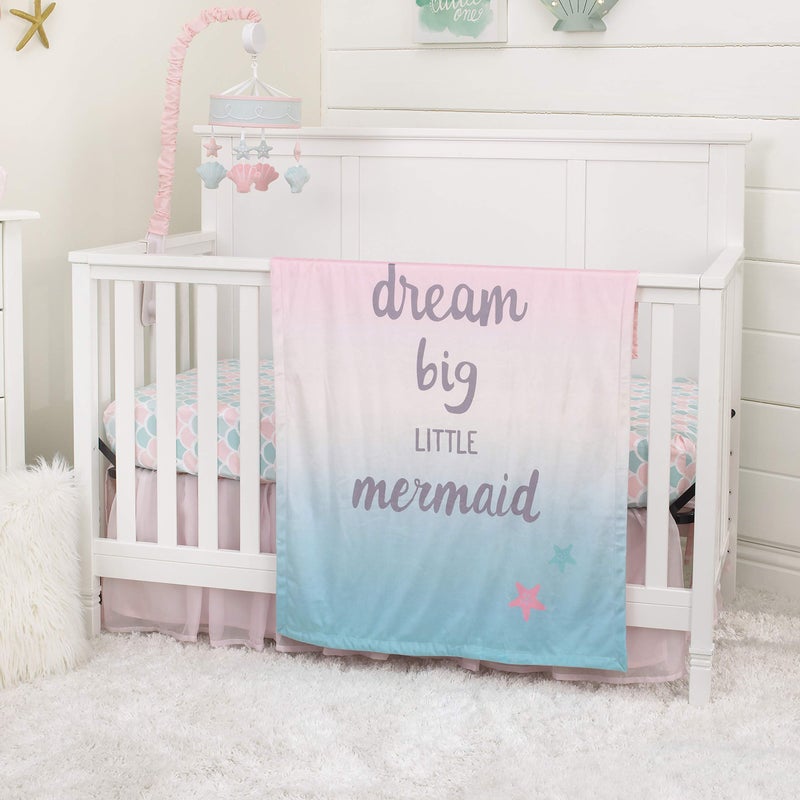 NoJo Sugar Reef Mermaid Super Soft Ombre Baby Blanket, 30x40 Inch (Pack of 1) - Image 2
